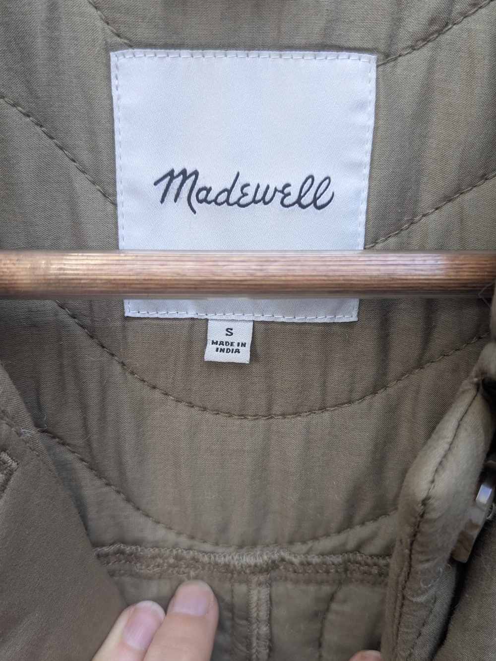 Madewell Quilted Sage Green Button-Front Jacket - Picture 4 of 5